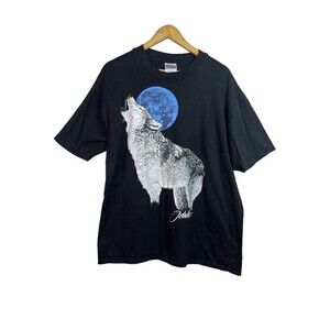 Vintage Y2K Hanes Beefy T-Shirt Wolf Idaho Mens Size L